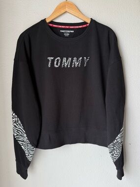 Tommy Hilfiger Sport Logo Animal Print Top Sweater Women’s Size Medium